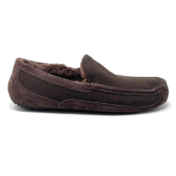 UGG Ascot Australia Slippers Mens 9 Wool Lined Brown House Shoes Loafers 3233 - Picture 3 of 7